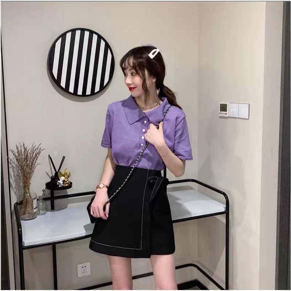 Chân váy chữ A trơn chỉ nổi đính nơ Kanimi, chân váy công sở lưng cao cá tính siêu đẹp | BigBuy360 - bigbuy360.vn