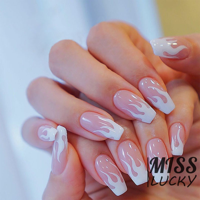 Set 24 Móng Tay Giả Kiểu Ngắn Màu Hồng Thời Trang Cho Nữ