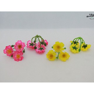 Chùm hoa mai hoa đào gắn cây trang trí ngày Tết (200gr) TAN