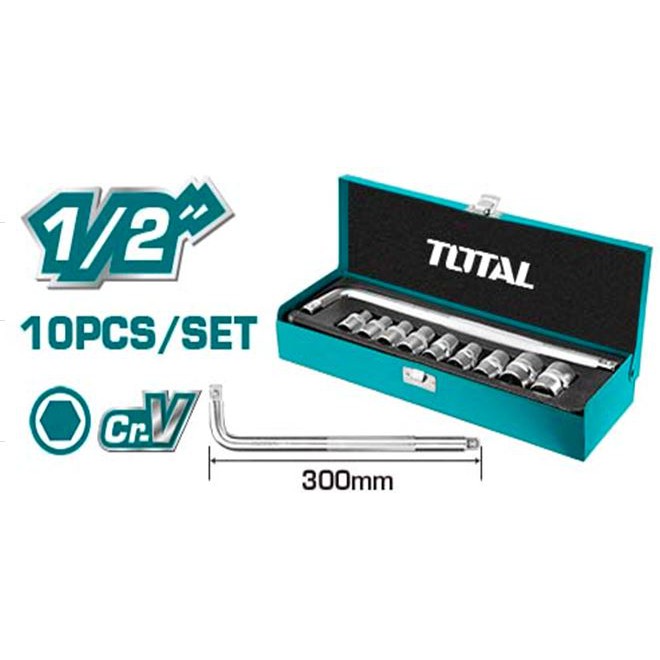 1/2" Bộ tuýp 10 chi tiết Total THTL121101