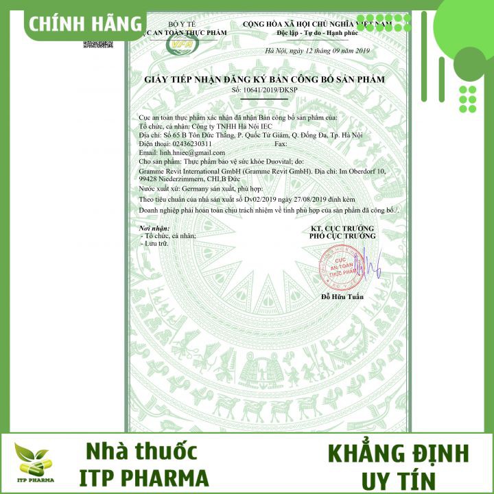 DuoVital - Bổ sung chất nhờn cho sụn khớp, hàng nhập nguyên chai từ Đức - Nhà thuốc ITP Pharma