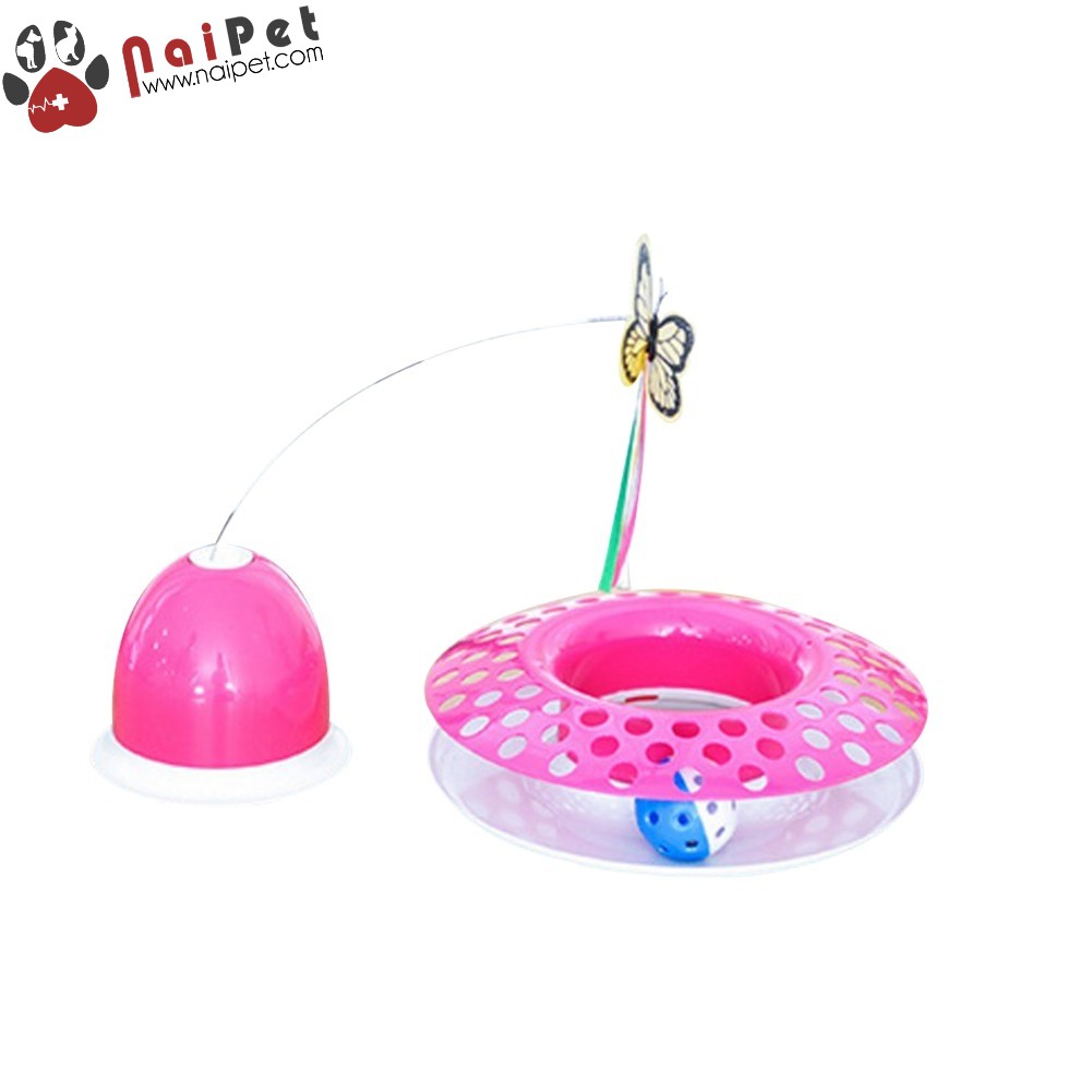 Đồ Chơi Bướm Xoay Hình Tròn Có Bóng Chuông Tự Động Cho Mèo Electric Rotating Butterfly Cat Toy DCBX 002