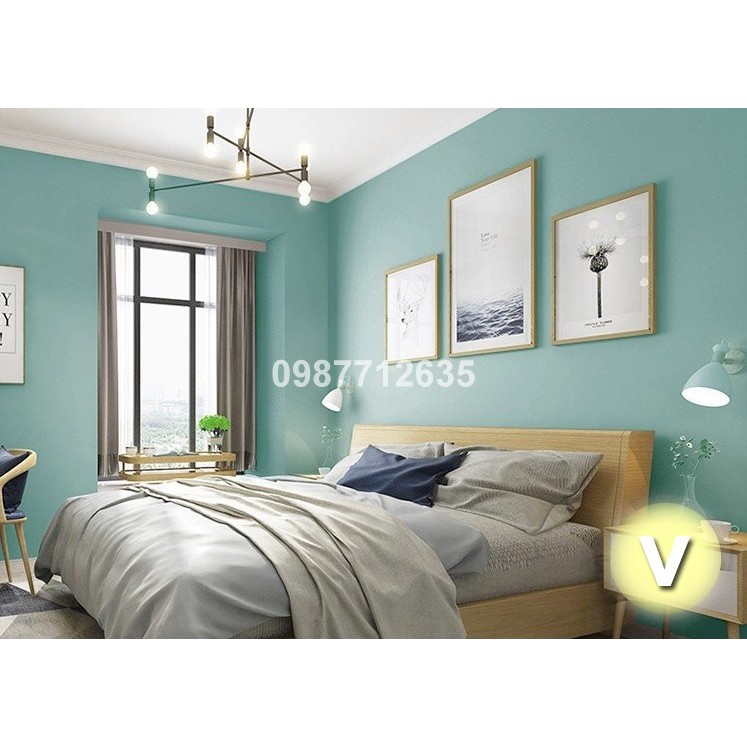 10m Giấy dán tường màu XANH MINT có sẵn keo khổ rộng 45cm