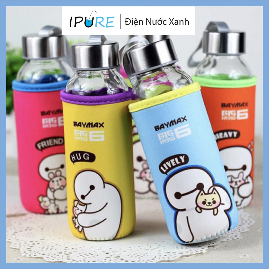 Bình Giữ Nhiệt Thuỷ Tinh Baymax Túi Giữ Nhiệt Chống Sốc DNX IPURE Dung Tích 300ml Chịu Nhiệt 100 độ C Nhỏ Gọn Tiện Lợi