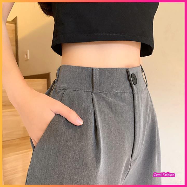 Quần baggy nữ cạp cao dáng rộng có khuy bo gấu phong cách quần ulzzang | BigBuy360 - bigbuy360.vn