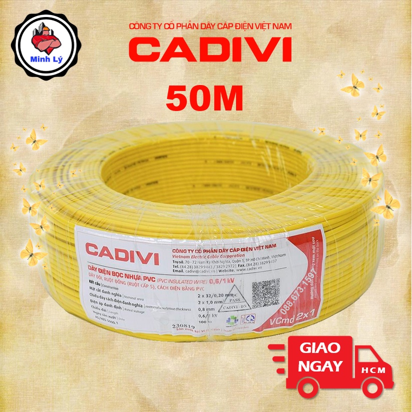 Cuộn 50m Dây Điện Đôi Mềm 1.0 CADIVI Vcmd 2x1.0 Hay 2x32 Cao Cấp