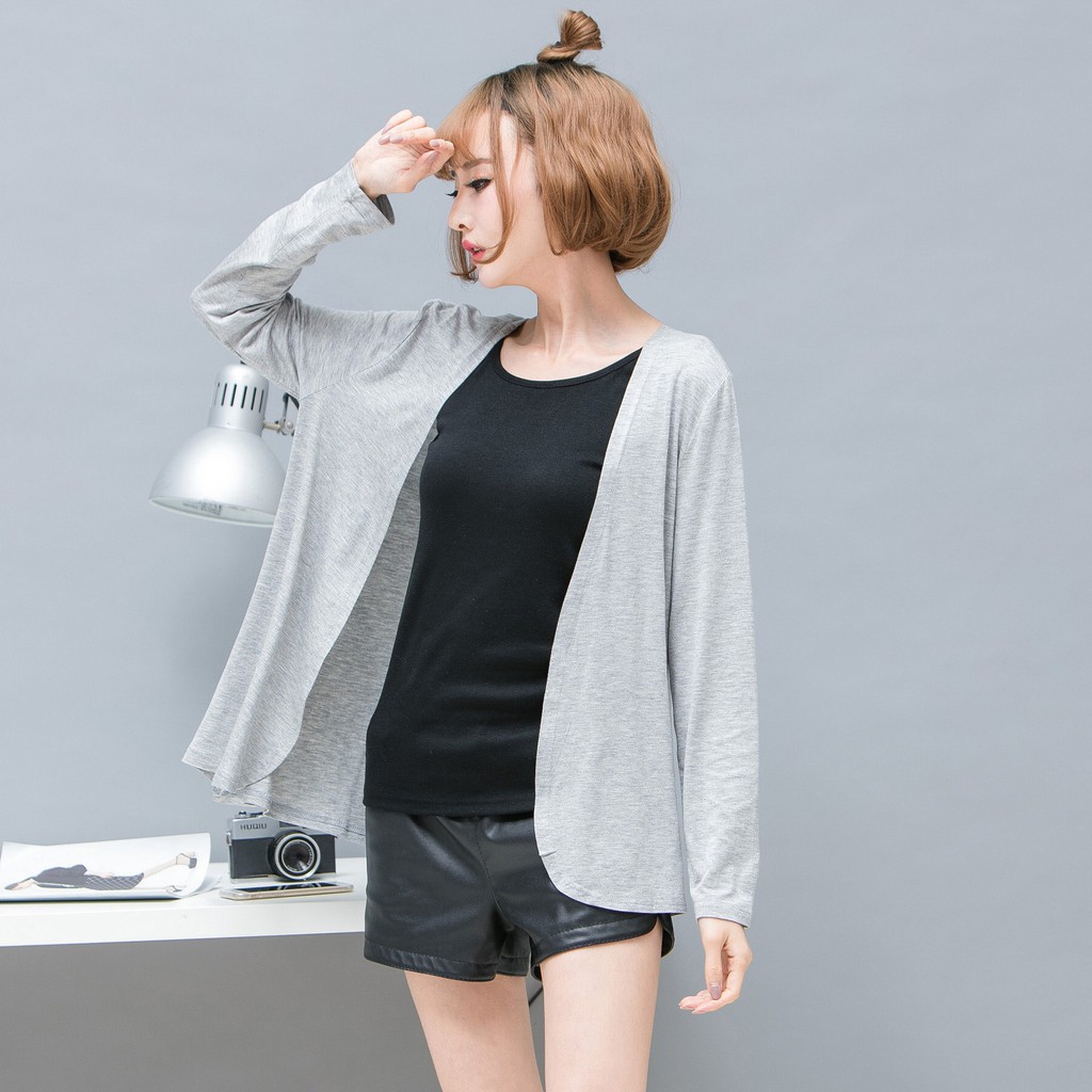 Áo khoác cardigan nữ tay dài dáng rộng màu trơn hợp thời trang | BigBuy360 - bigbuy360.vn