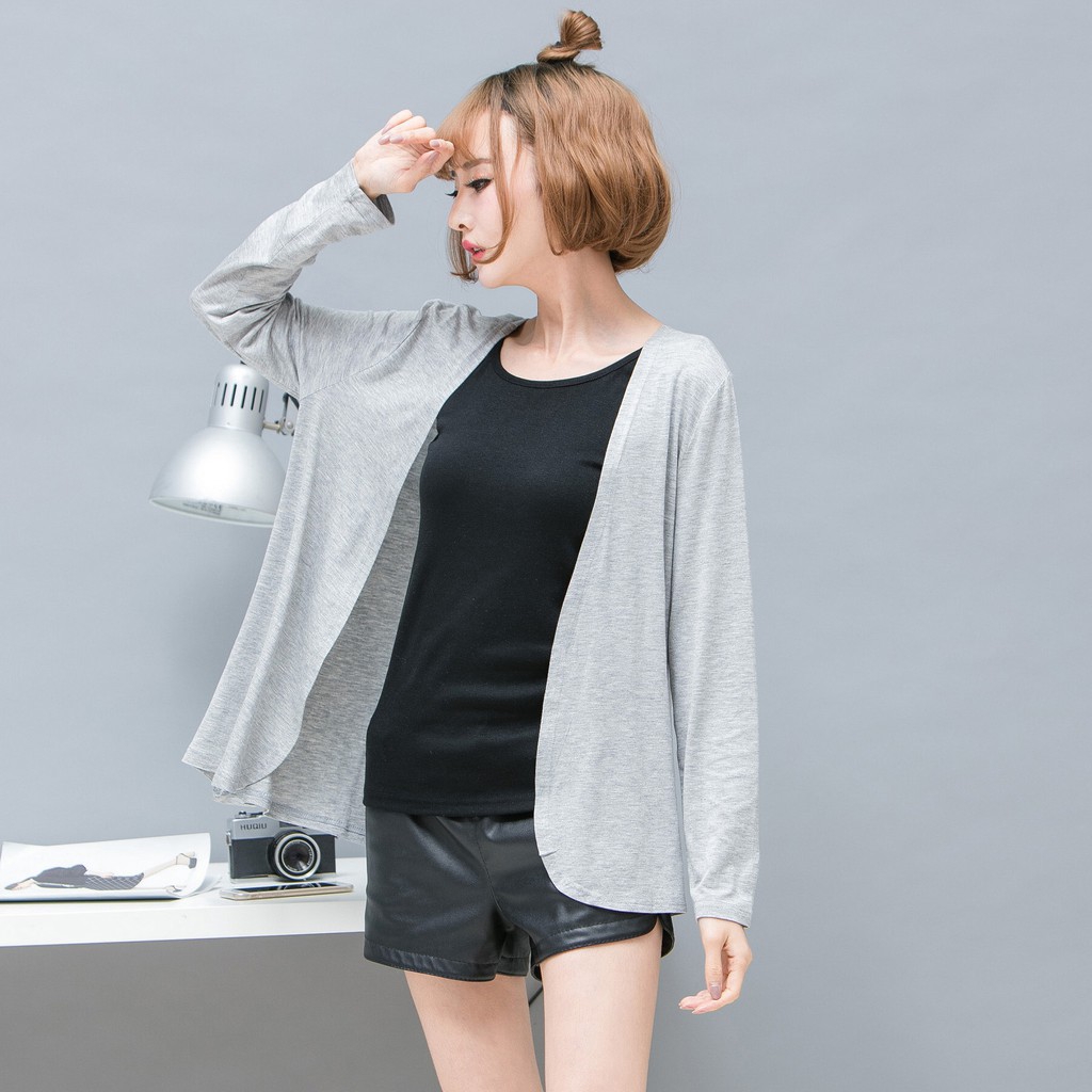 Áo khoác cardigan nữ tay dài dáng rộng màu trơn hợp thời trang