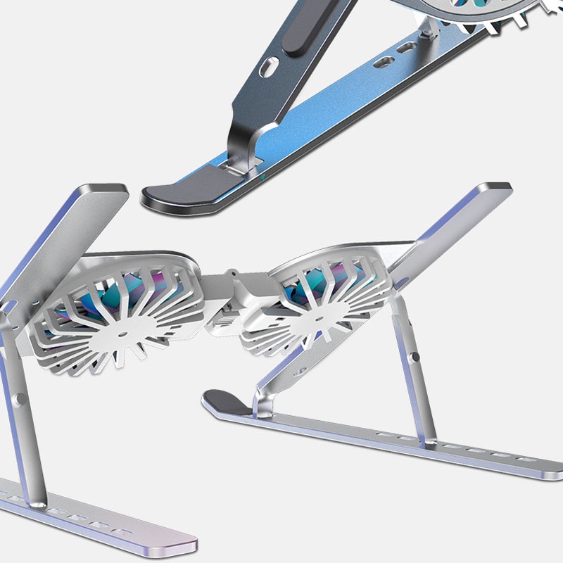 Giá đỡ laptop hợp kim nhôm cao cấp có quạt làm mát, giá đỡ tản nhiệt laptop máy tính gấp gọn tiện dụng có thể điều chỉnh