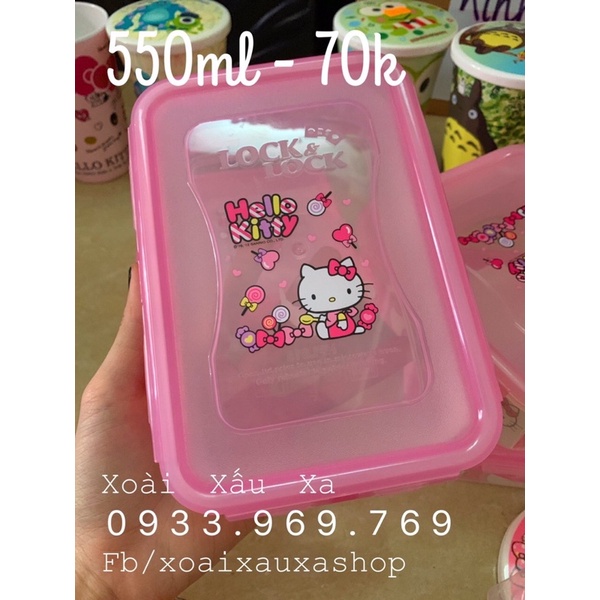 Hộp nhựa lock&lock 4 khoá cài hoạt hình Hello Kitty