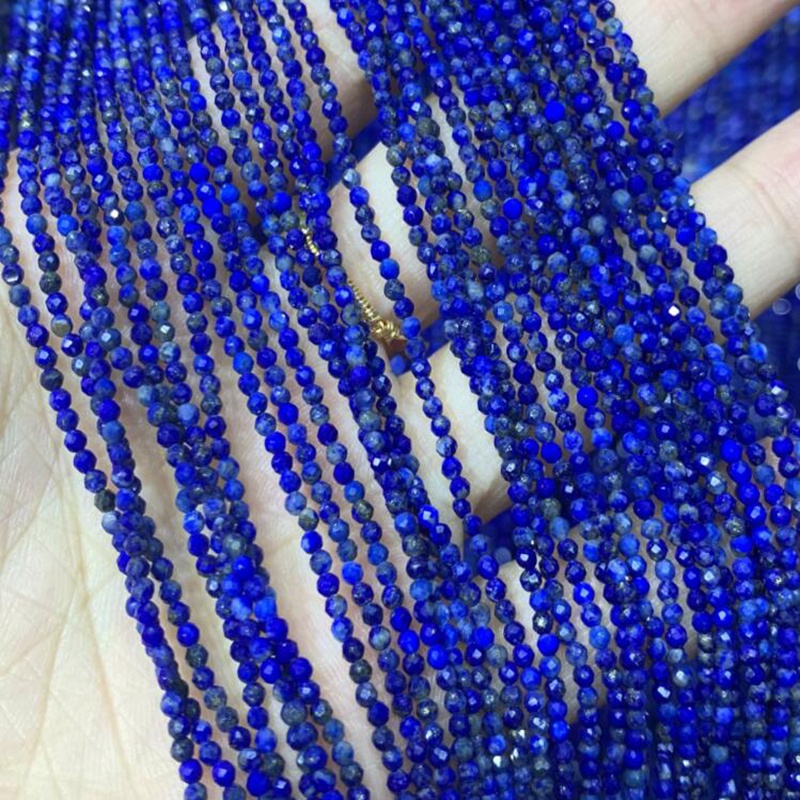 Tự Nhiên Một lapis lazuli Hạt Đá Micro Xanh Hạt 2 3 4 mm Nhỏ Xanh Đá Quý Phần Rời Hạt Để Trang Sức Làm Vòng Cổ DIY