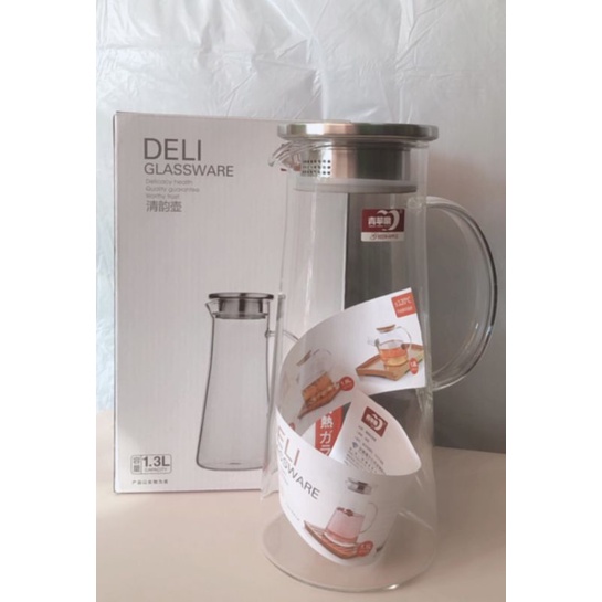 Ấm pha trà Deli  inox 1300ml,bình pha trà thủy tinh ,bình ủ trà cao cấp,bình đựng nước 1300ml