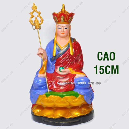 Tượng Phật Địa Tạng Ngồi Cầm Thiền Trượng - Vẽ Mỹ Thuật Nhiều Màu - 6819.1