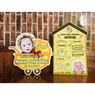 Biển tên sinh nhật bé kèm chibi