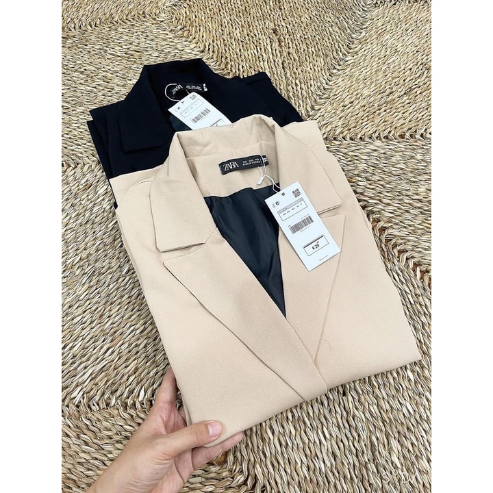 Áo Blazer Đen/Be [Freeship] Áo Vest Nữ Công Sở Basic 2 Màu Đêm Vai From Chuẩn Full Size S M L