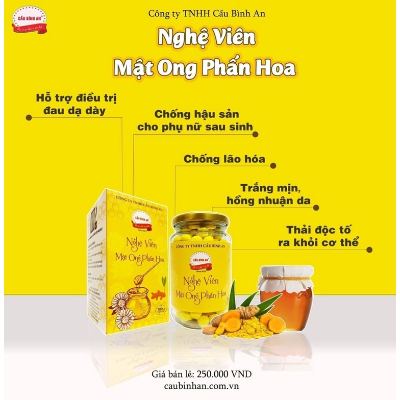 Túi 500gr Viên nghệ mật ong phấn hoa Cầu Bình An