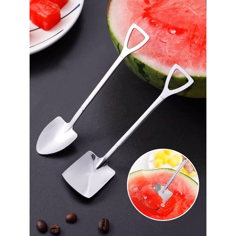Thìa inox cán dài 19cm /Muỗng sinh tố mẫu trơn không gỉ 88279 Korea Store 88
