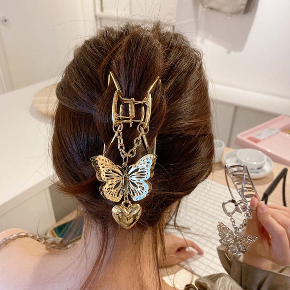 Kẹp tóc hình bướm trái tim phong cách Hàn Quốc cổ điển cho nữ