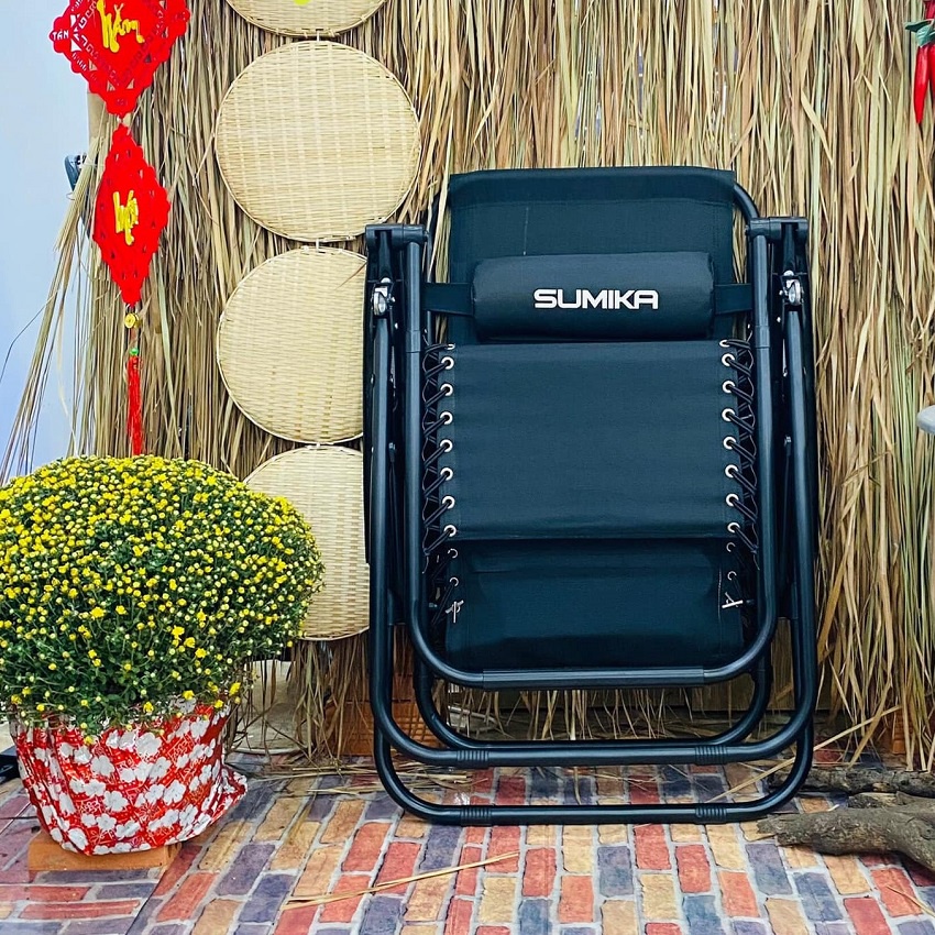Ghế Xếp Thư Giãn Sumika 179A,  Ghế Thư Giãn Khóa Kim Loại, Tặng Khay + Gối. Thương hiệu Nhật Bản - BH 12 tháng