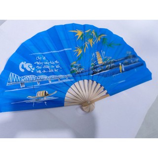 Quạt vải thư pháp dài 30cm, xòe rộng 60cm
