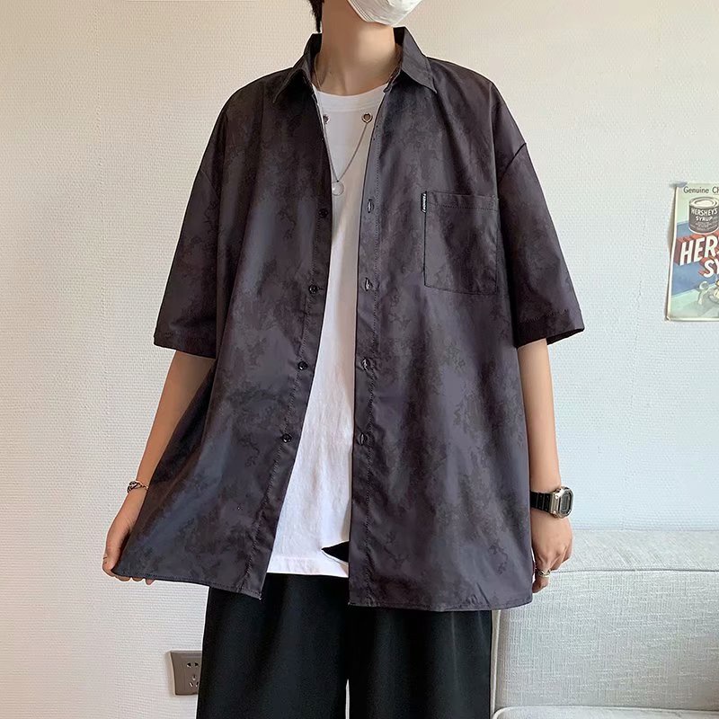 Áo sơ mi nam tay ngắn phong cách đường phố màu sặc độc đáo