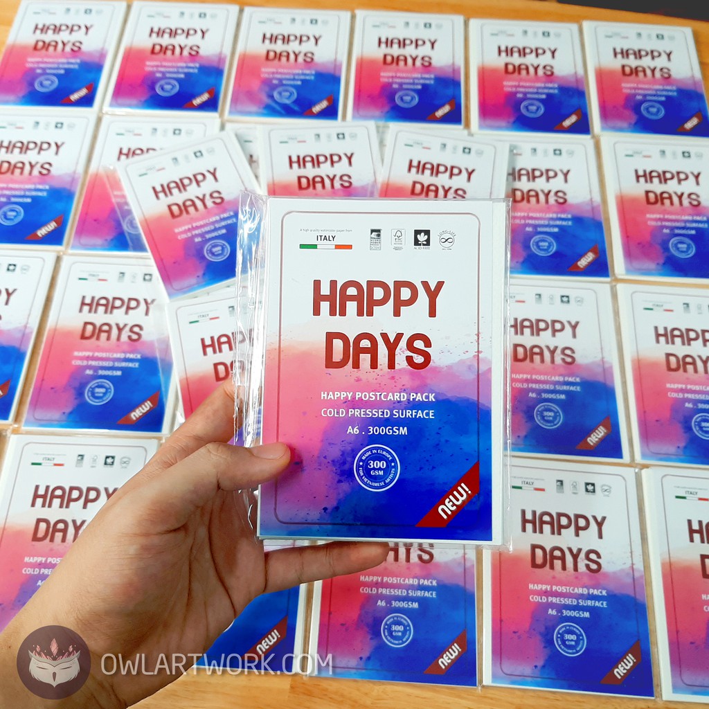 [Mã SKAMPUSH8 giảm 10% đơn 200K] [POSTCARD] Giấy Vẽ Màu Nước HAPPY Hạng Họa Sĩ 300gsm