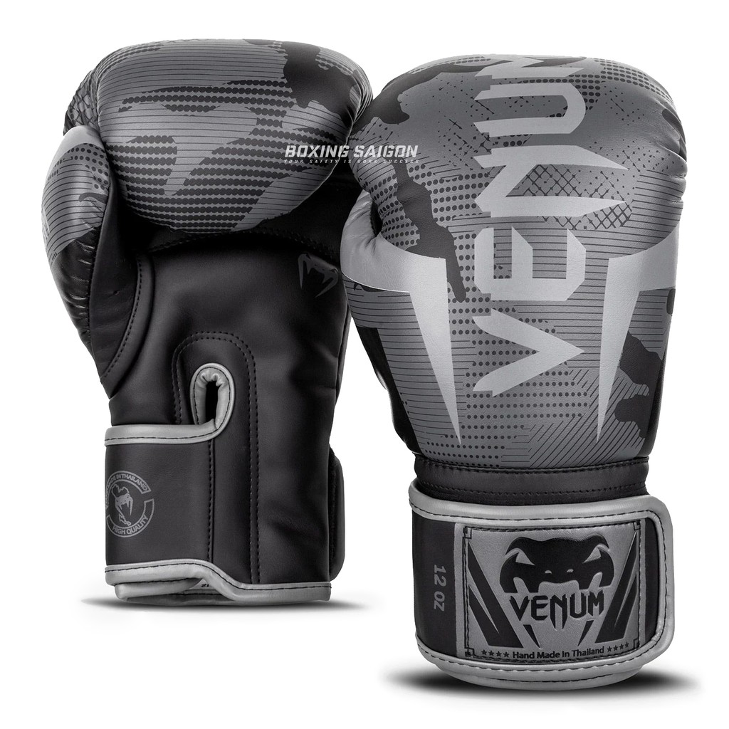 Găng tay boxing Venum Elite chính hãng - Black/Dark/Camo