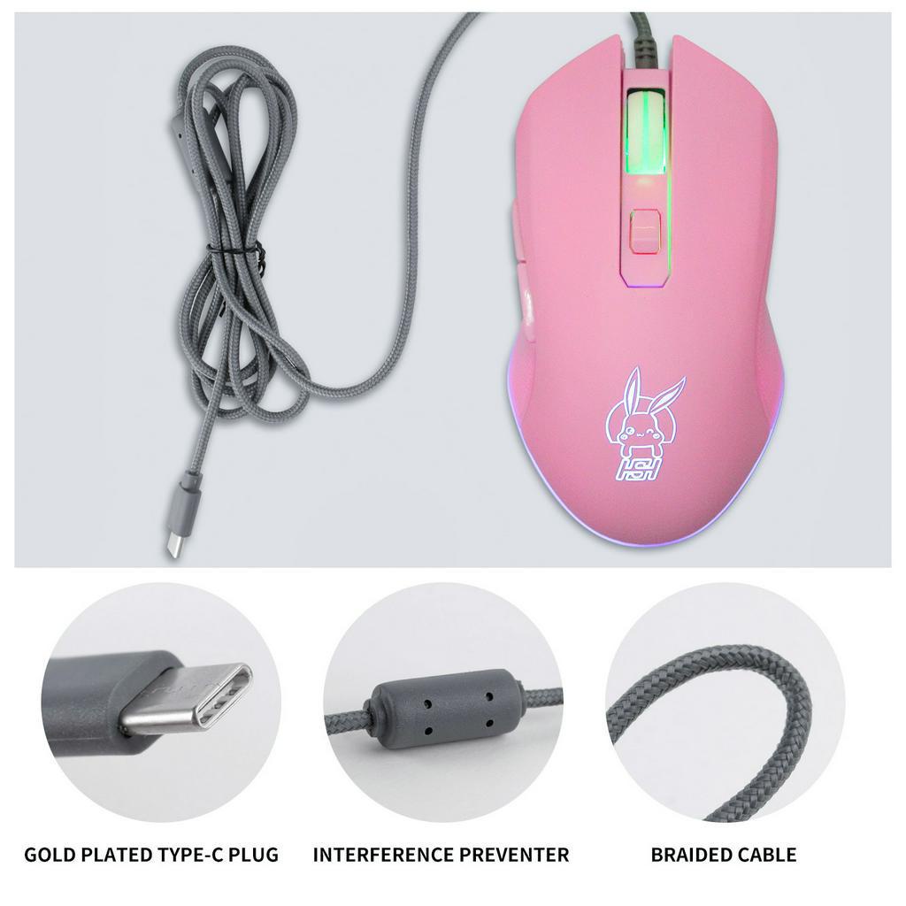 Chuột Chơi Game Có Dây Đèn LED RGB 800/1200/1600/2400DPI Hình Hoạt Hình