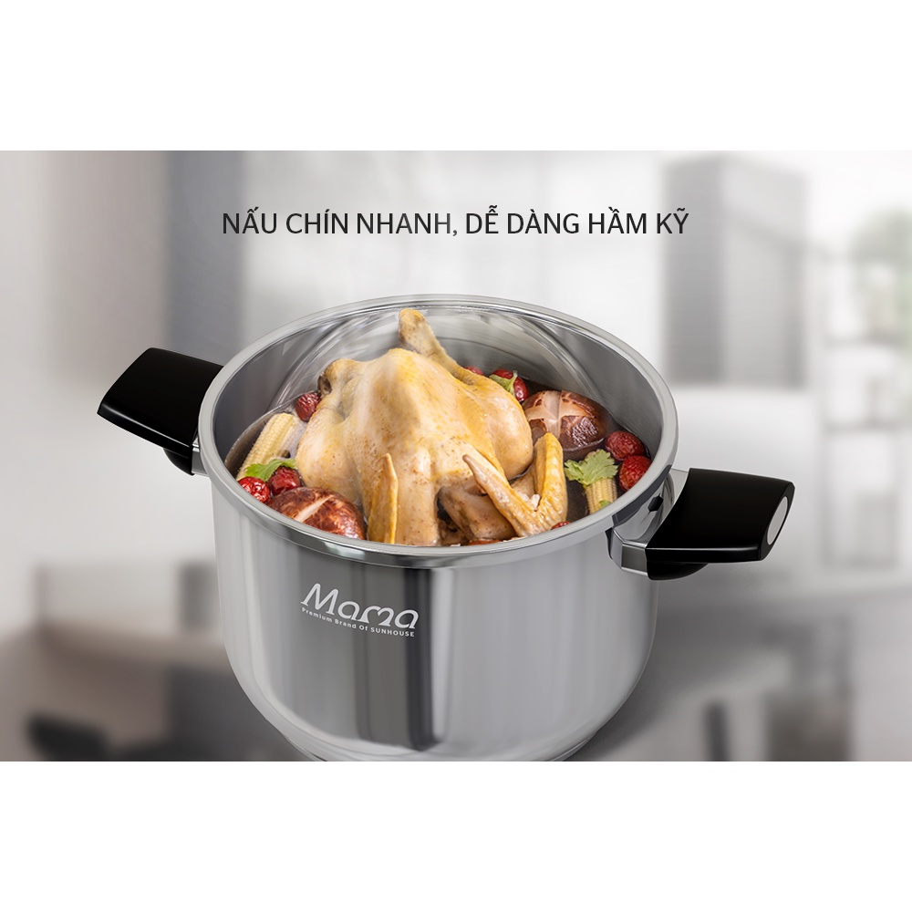 [Mã ELHADEV giảm 4% đơn 300K] Nồi áp suất Inox 304 Sunhouse MAMA SHG9906M - Sử dụng bếp từ model mới 2.2022