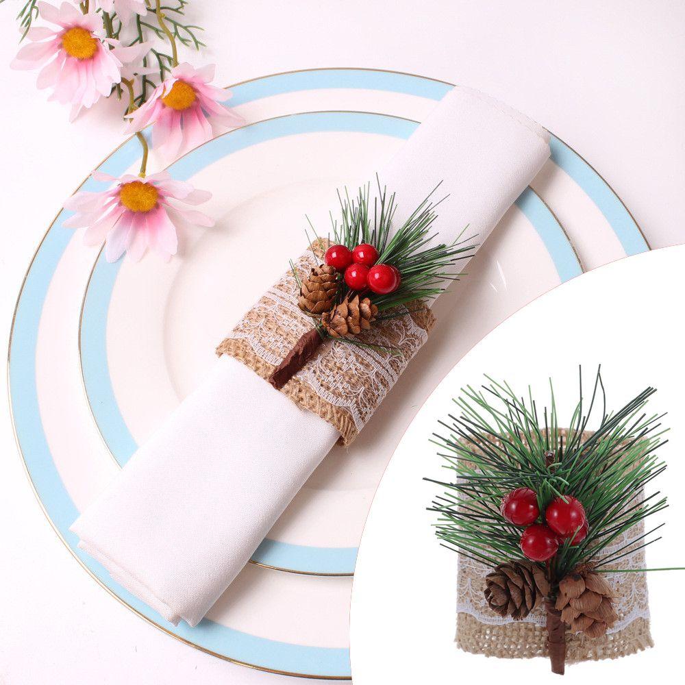 Vòng Nhẫn Treo Khăn Ăn Bằng Kim Loại Trang Trí Giáng Sinh DIY