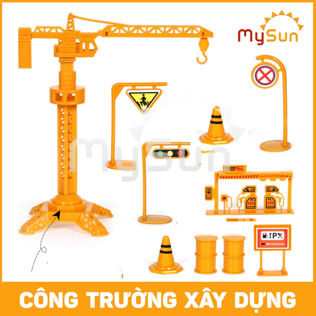 Bộ mô hình xe đồ chơi công trình cho bé trai cần cẩu, xe ben, xe tải - ảnh sản phẩm 3