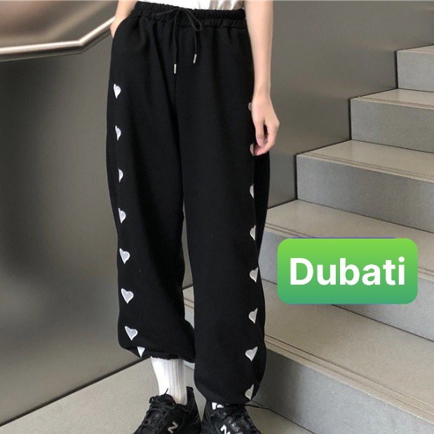QUẦN JOGGER NAM NỮ THỂ THAO HỌA TIẾT TRÁI TIM PHONG CÁCH UNISEX- DUBATI FASHION