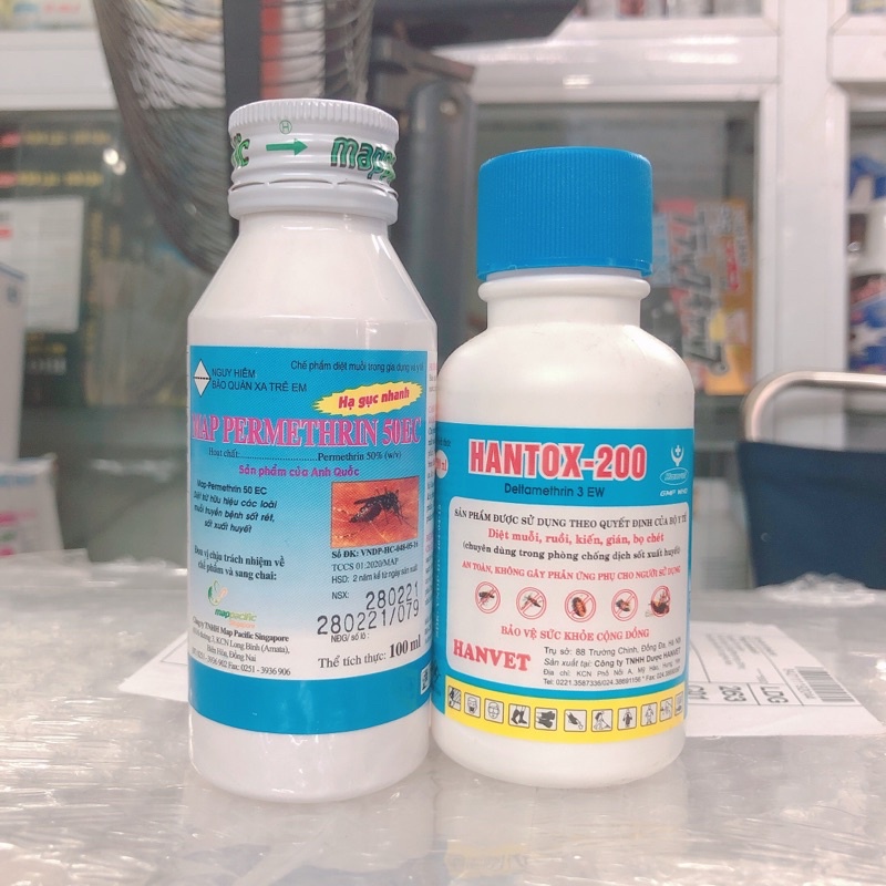 Bộ đôi diệt bọ chét : Map permethrin 100ml + hantox 100ml ''