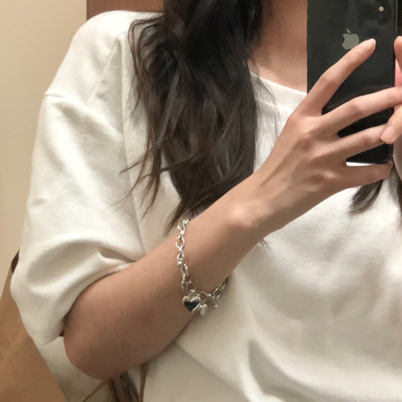 Vòng Lắc Tay Hợp Kim Dạng Hở Hình Trái Tim Xinh Xắn Cho Nữ | BigBuy360 - bigbuy360.vn