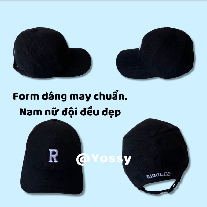 Mũ lưỡi trai nam nữ thêu chữ R phong cách Hàn Quốc ❤ Nón kết kaki unisex cao cấp