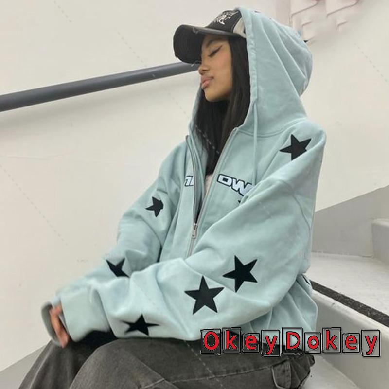 Áo Khoác Tay Dài Có Nón Và Dây Rút In Chữ Dành Cho Nữ