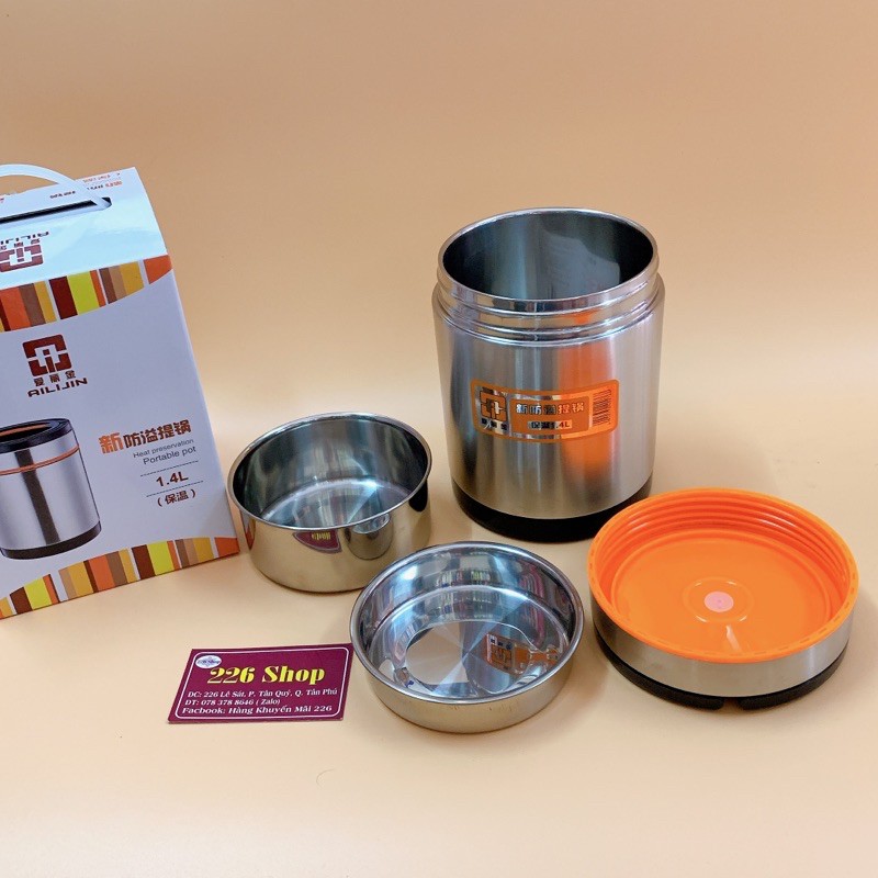 Cà mên inox 2 lớp cao cấp giữ nhiệt  .Hai size 1400ml và 1900ml.Hàng siêu thị dày nặng cao cấp