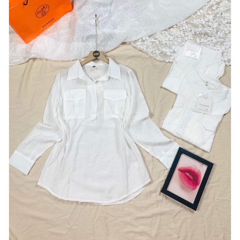[Mã WASKT410K giảm 10K đơn 50K] áo sơ mi đũi trắng 2 túi hộp dáng rộng siêu hot | BigBuy360 - bigbuy360.vn