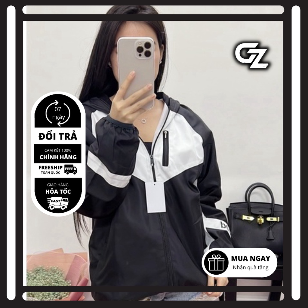 Áo khoác Puma nữ nam có mũ phối màu đen trắng, áo khoác gió 2 lớp hàng xịn GZAK019 GZ Store