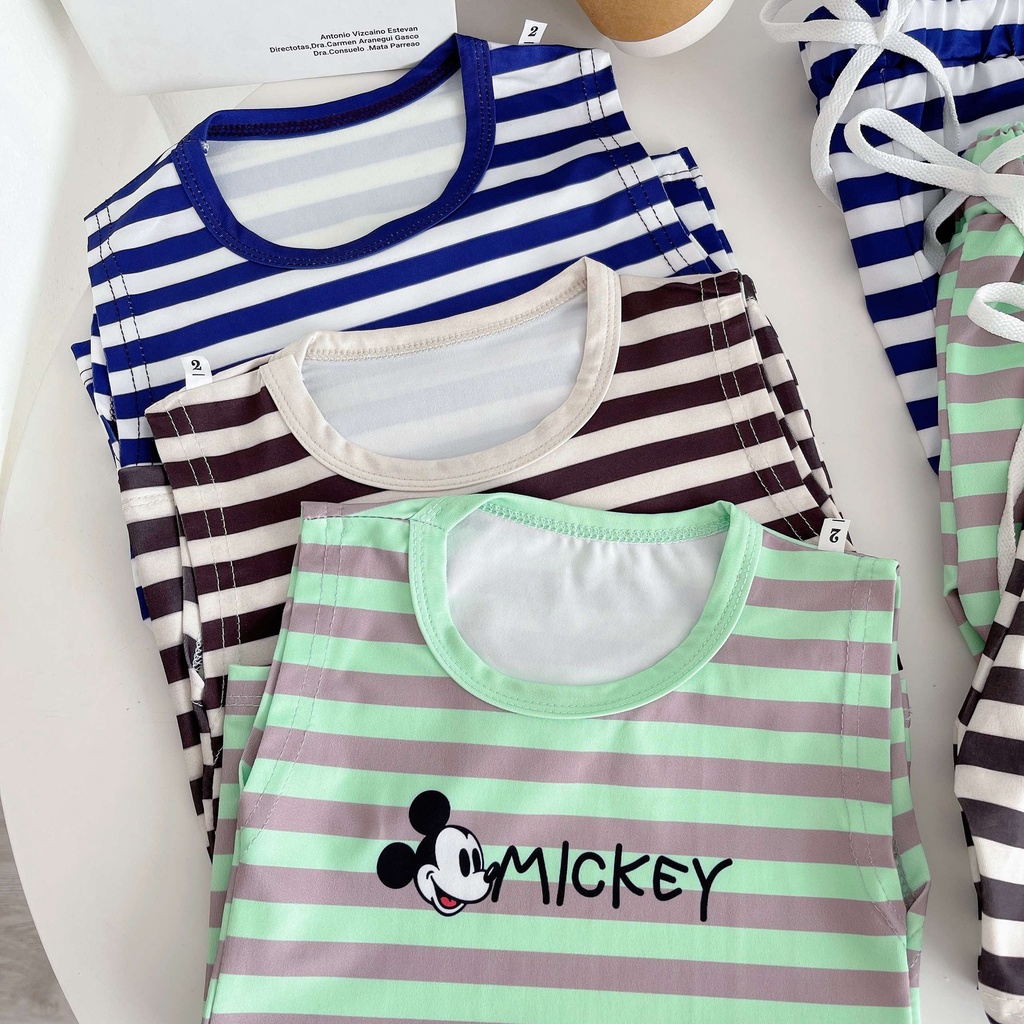 Bộ ba lỗ sát nách in hình micki cho bé trai bé gái mặc đều xinh, quần áo bé trai từ 7-25kg - SUMO KIDS
