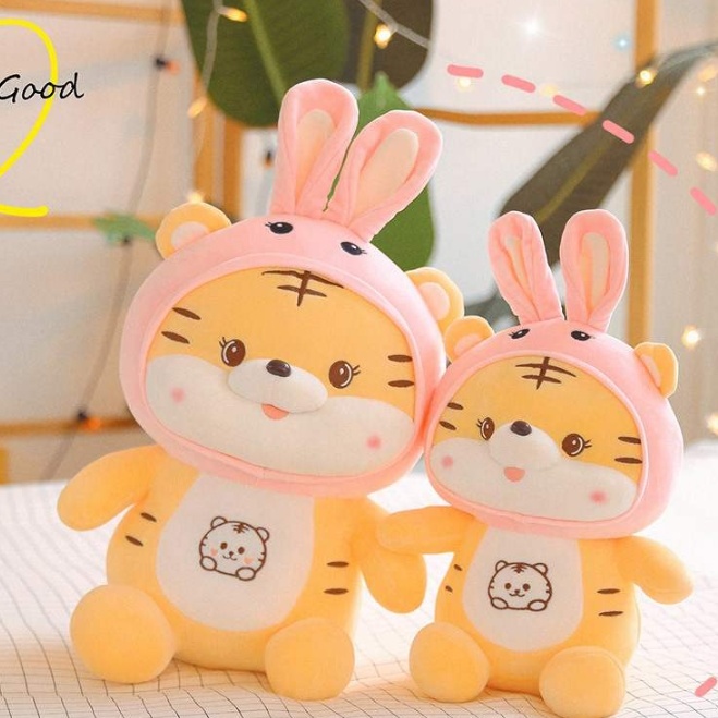 gấu bông con hổ, gấu bông con hổ cosplay thỏ đang yêu