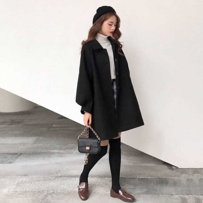 [Europe, Áo Khoác Len Dáng Rộng Phong Cách Hong Kong Hàn Quốc Nhật Bản Thời Trang Thu Đông 2020 Phổ Biến Cho Nữ Sinh | BigBuy360 - bigbuy360.vn