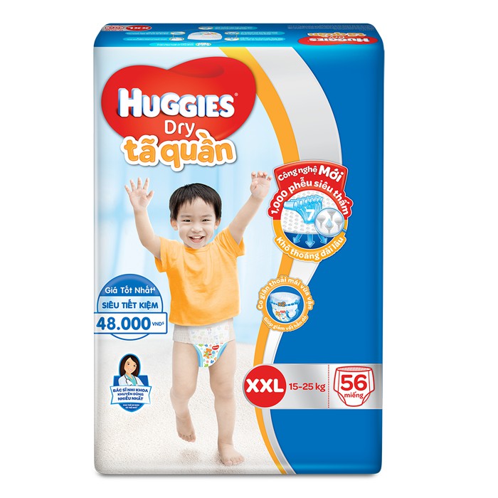 (TẶNG 8 MIẾNG MẪU MỚI)-TÃ QUẦN CỰC ĐẠI HUGGIES M74, L68, XL62, XXL56