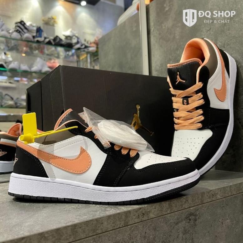 Giày thể thao Jordan cổ thấp cam nâu, giày sneaker JD1 low nâu viền cam nam nữ mới đầy đủ bill box