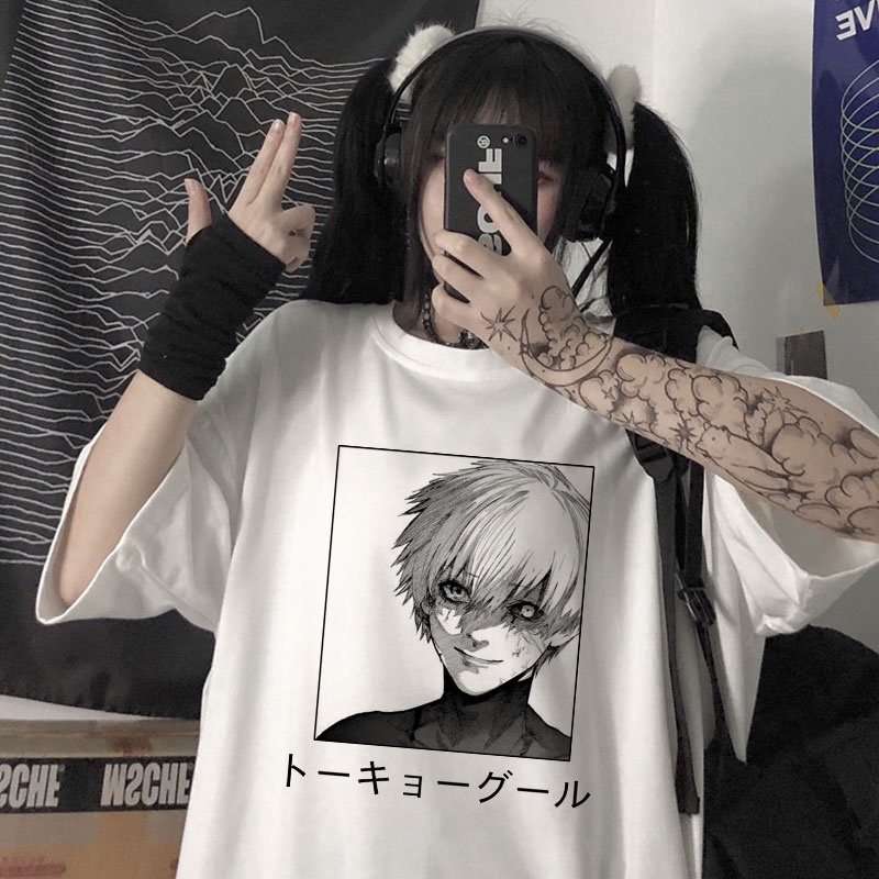 Áo Thun Nữ Hình Anime Nhật Bản Áo Thun Tokyo Ghoul Kaneki Ken Ngắn Tay
