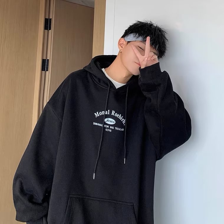 Áo Hoodie Tay Dài Dáng Rộng In Chữ Màu Nâu Phong Cách Mỹ Thời Trang Cho Nam Và Nữ Plus Size M-5XL