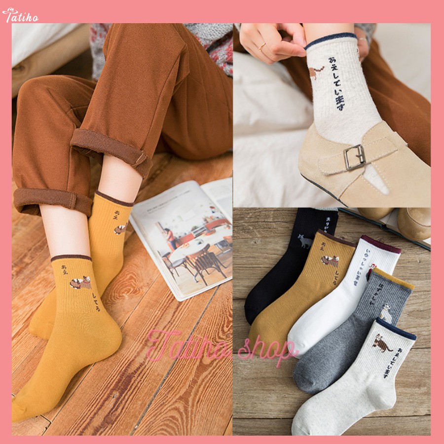 [Hàng Xịn, Giá Tốt] Vớ Tất Đeo Chân Họa Tiết Mèo Màu Cổ Điển Đẹp Nam Nữ - Mã TV001