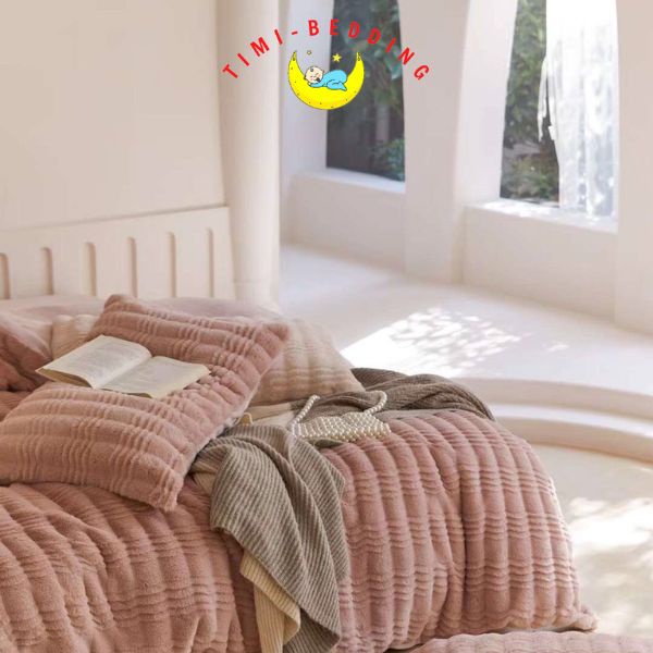 Bộ chăn ga gối nỉ lông chồn với thiết kế mới toanh vô cùng bắt mắt - Timibedding