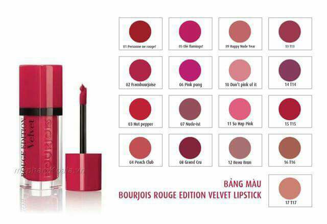 Son Bourjois Rouge Edition Velvet Frambourjoise.....trước là 15 màu nhưng hiện tại lên đến 17 màu 

.