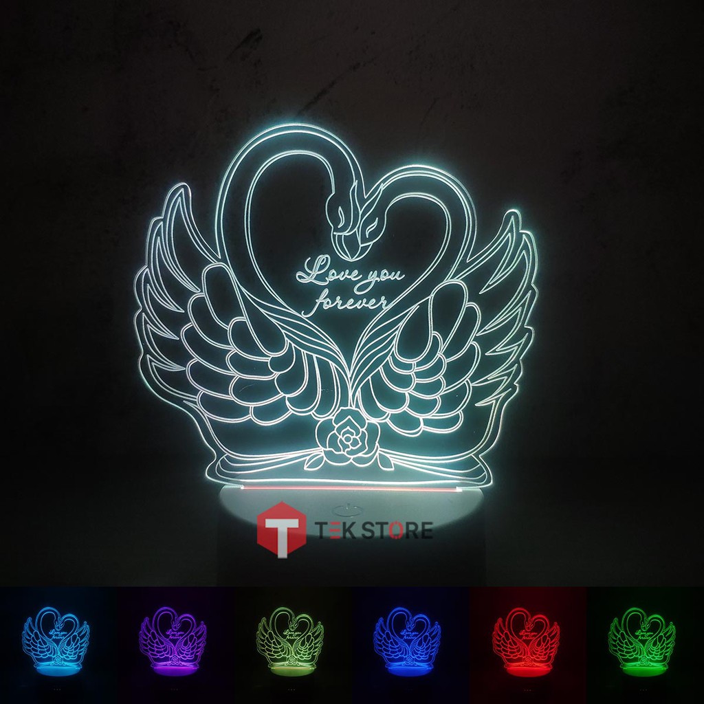 Đèn 3D Thiên Nga (3 Màu - 7 Màu - 16 Màu Kèm Điều Khiển)